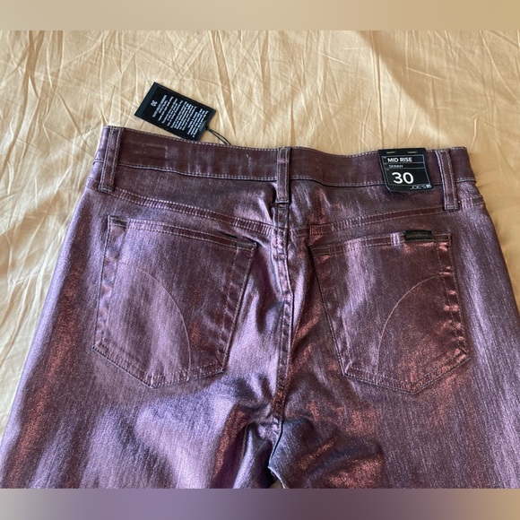 Joe's Jeans Mid Rise Skinny Stretch Rasberry Leather Coated Metallic Skinny Jean - Picture 15 of 16